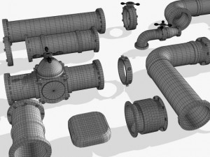 pipes collection set 3D Модель