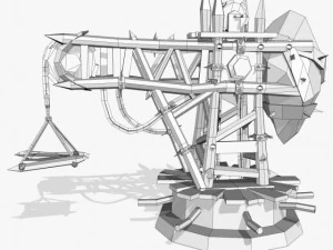 lowpoly wooden crain 3D Model