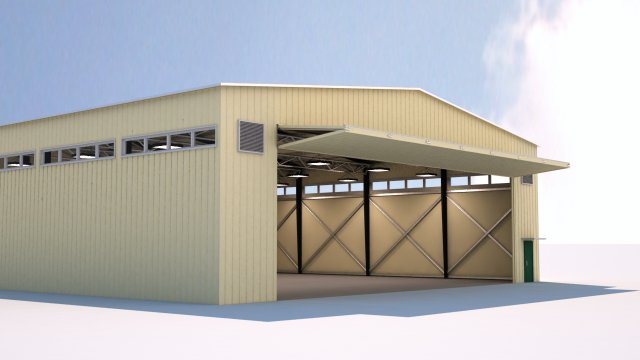 hangar for aircraft and large equipment Model 3D .c4d .max .obj .3ds .fbx .stl .blend 