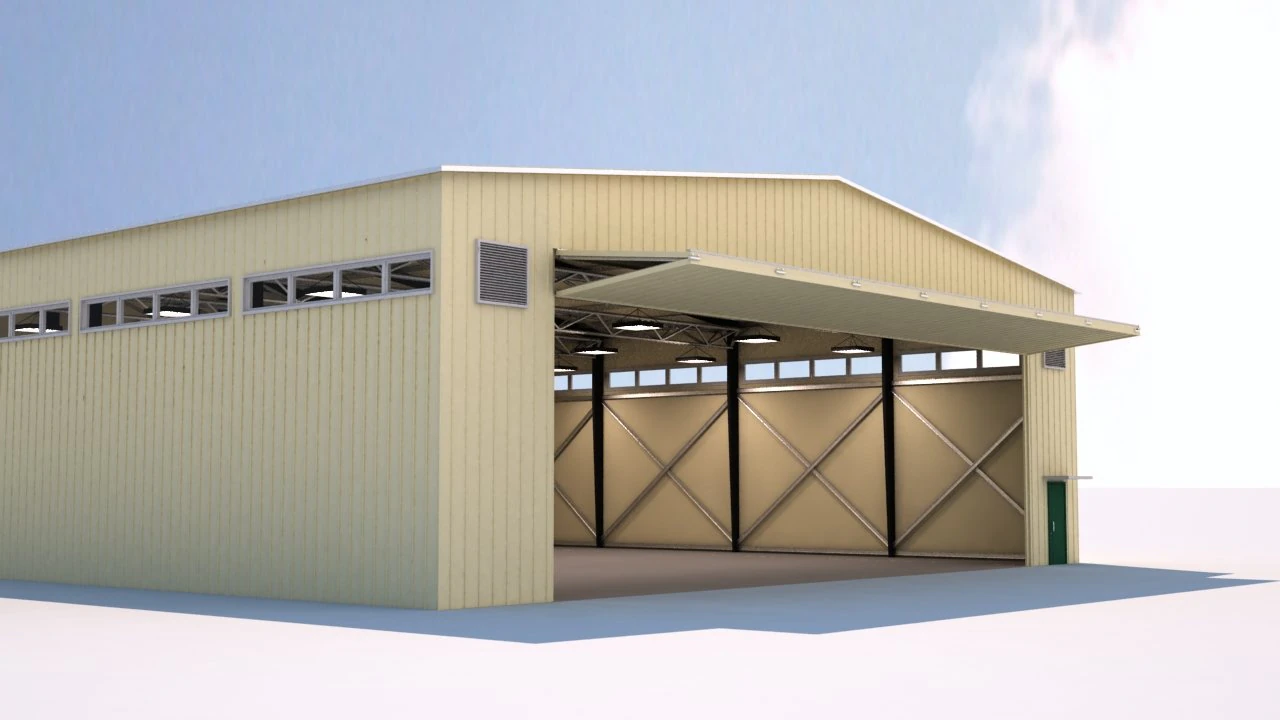 hangar para aeronaves e equipamentos de grande porte Modelo 3D .c4d .max .obj .3ds .fbx .stl .blend 