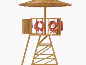 beach lifeguard-tower with lifebuoy Modelo 3D