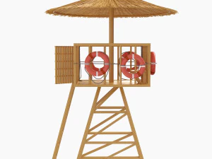 torre de salva-vidas de praia com b&oacute;ia salva-vidas Modelo 3D