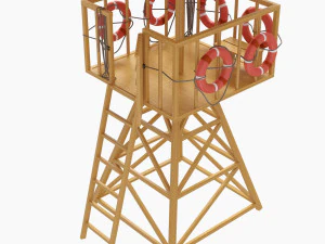 torre de salva-vidas de praia com b&oacute;ia salva-vidas Modelo 3D
