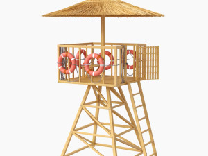 beach lifeguard-tower with lifebuoy Modelo 3D