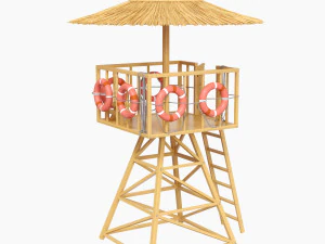 torre de salva-vidas de praia com b&oacute;ia salva-vidas Modelo 3D