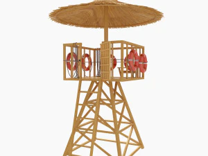 torre de salva-vidas de praia com b&oacute;ia salva-vidas Modelo 3D