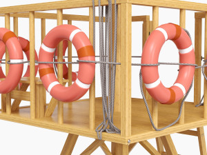 beach lifeguard-tower with lifebuoy Modelo 3D