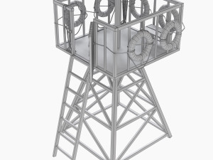 beach lifeguard-tower with lifebuoy Modelo 3D