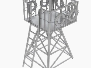 torre de salva-vidas de praia com b&oacute;ia salva-vidas Modelo 3D