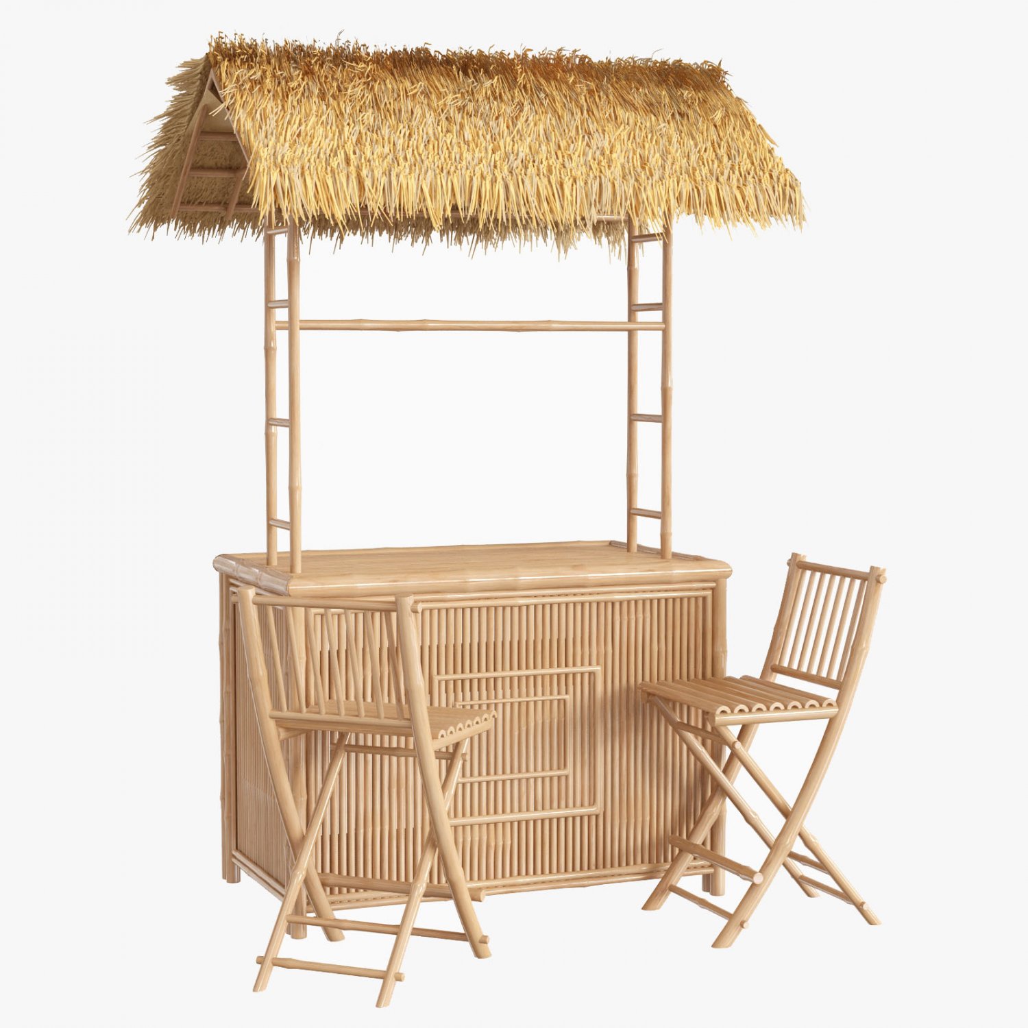 Palapa Roof Tiki Bar With Bamboo Chairs 3d Model In Buildings 3dexport