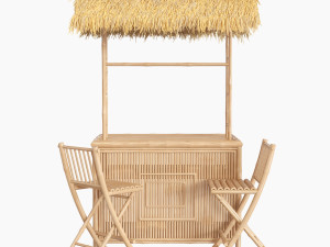 palapa roof tiki bar with bamboo chairs 3Dモデル