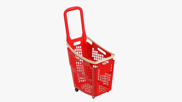 supermarket basket trolley plastik red Modello 3D .c4d .max .obj .3ds .fbx .stl .blend 