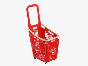 supermarket basket trolley plastik red  3D Model