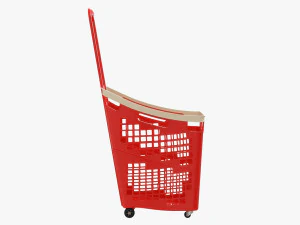 supermarket basket trolley plastik red 3D Model