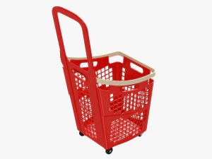 supermarket basket trolley plastik red 3D Model