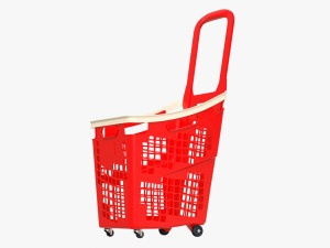 supermarket basket trolley plastik red Modello 3D