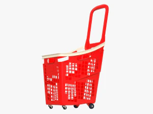 supermarket basket trolley plastik red 3D Model