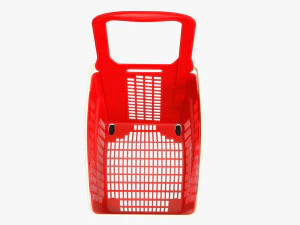 supermarket basket trolley plastik red 3D Model