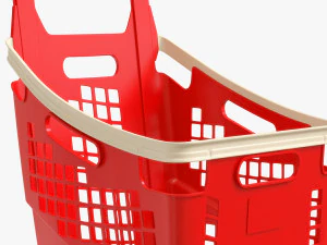 supermarket basket trolley plastik red 3D Model