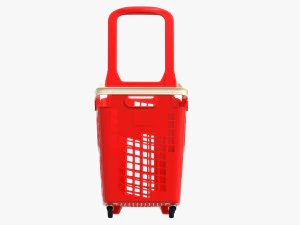 supermarket basket trolley plastik red 3D Model