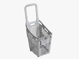 supermarket basket trolley plastik red 3D Model