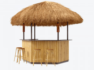 beach bar bamboo restaurant 3D Model