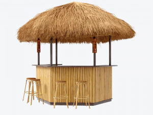 beach bar bamboo restaurant 3D Model