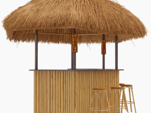 beach bar bamboo restaurant 3D Model