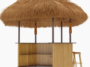 beach bar bamboo restaurant 3D Model