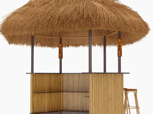 beach bar bamboo restaurant 3D Model