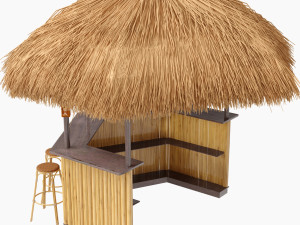 beach bar bamboo restaurant 3D Model