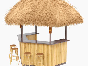 beach bar bamboo restaurant 3D Model