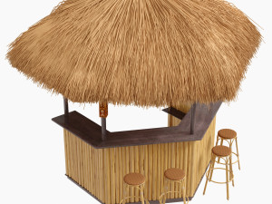 beach bar bamboo restaurant 3D Model