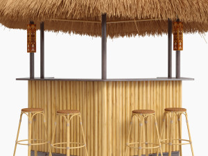 beach bar bamboo restaurant 3D Model