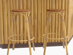 beach bar bamboo restaurant 3D Model