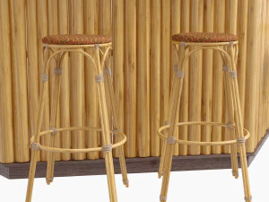 beach bar bamboo restaurant 3D Model