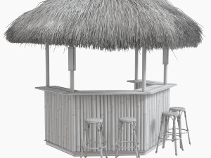 beach bar bamboo restaurant 3D Model