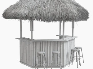 beach bar bamboo restaurant 3D Model