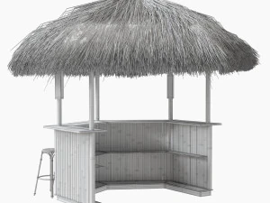 beach bar bamboo restaurant 3D Model