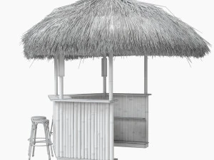 beach bar bamboo restaurant 3D Model