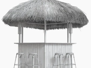 beach bar bamboo restaurant 3D Model