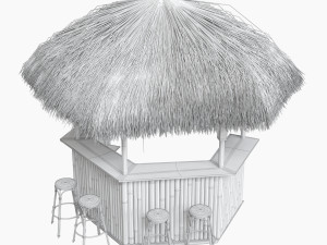 beach bar bamboo restaurant 3D Model