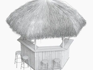 beach bar bamboo restaurant 3D Model