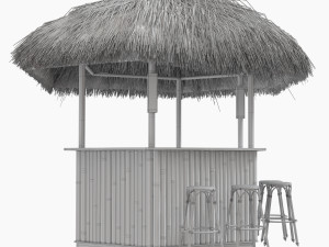 beach bar bamboo restaurant 3D Model