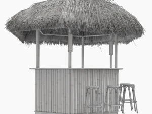 beach bar bamboo restaurant 3D Model