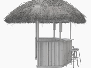 beach bar bamboo restaurant 3D Model