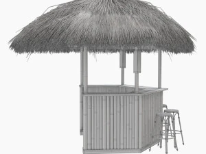 beach bar bamboo restaurant 3D Model