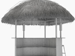 beach bar bamboo restaurant 3D Model