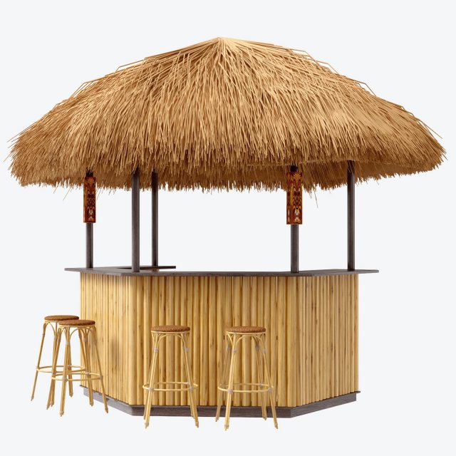 beach bar bamboo restaurant 3D Model .c4d .max .obj .3ds .fbx .stl .blend 
