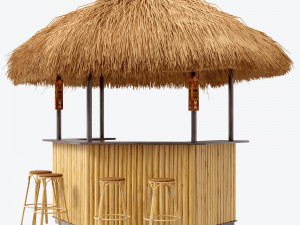 beach bar bamboo restaurant 3D Model